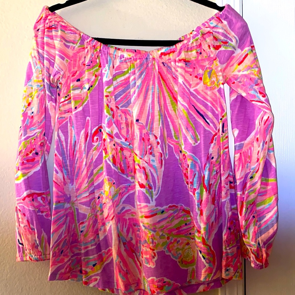 💖 Lilly Pulitzer Pink & Purple Printed Top | Women’s Medium